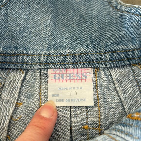 Vintage Baby Guess Denim Pinafore Jumper Dress 2Y Made in USA - Picture 5 of 8